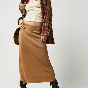 Free People Knit Maxi Skirt Brown/Tan